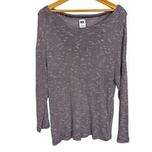 NSF Sweater Thermal Knit Pullover Sweater‎ Size L Purple White Heathered Stripe